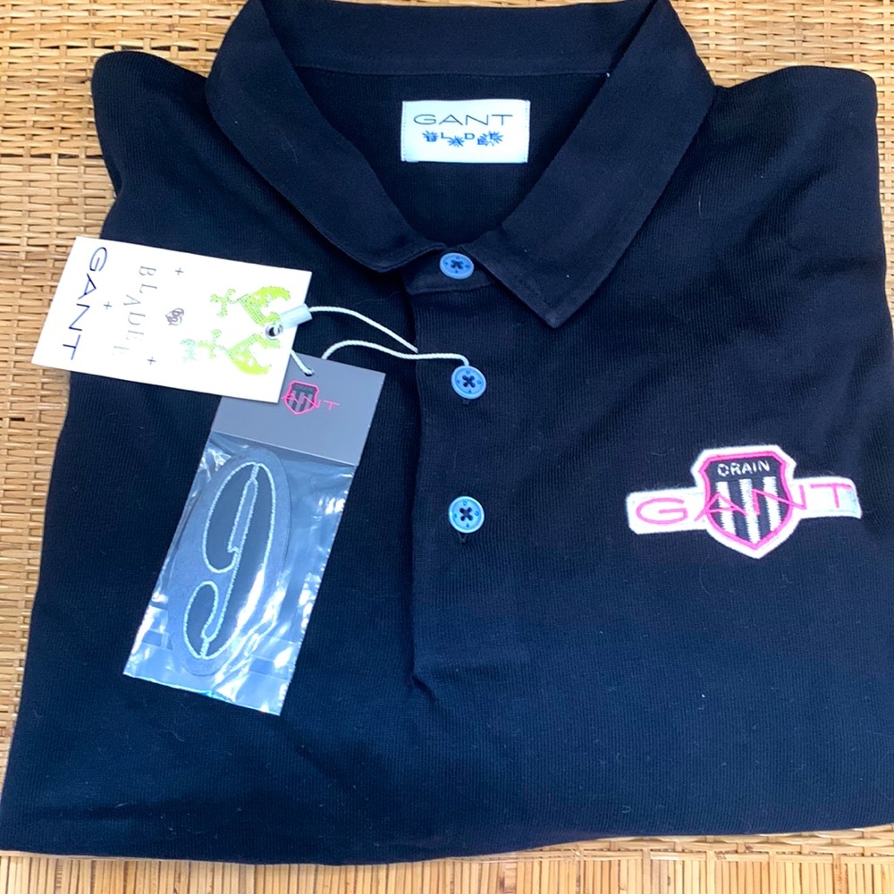 Mens GANT Bladee black polo shirt. Size L. Drain Gang (Swedish rappers).